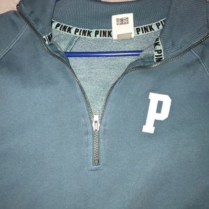 PINK baby blue half zip sweater